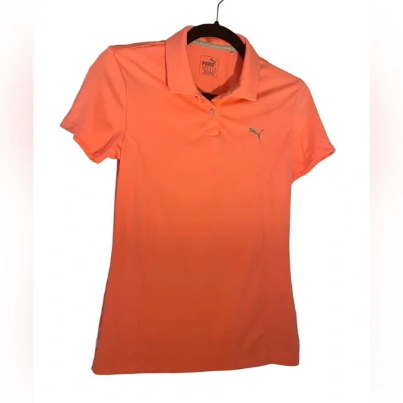 Puma Golf Fitted Athletic Polo Bright Orange Color Size S - Picture 2 of 4